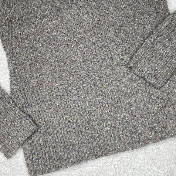 Something Navy Cable Knit Sweater Womens Small Gray Puff Shoulder Speckled Wool - Picture 14 of 14